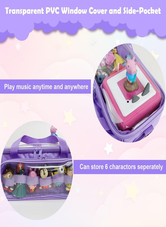 Demao Carrying Case for Tonie 2 &1 in Purple | All-in-One Portable Storage Box | Holds 20+ Figures for Tonies, Shockproof Travel Organizer | PVC Visual Cover-Plays Audio Figurines On-The-Go - Image 5